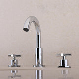 Stev Modern Chrome Widespread Double Cross Handle Bathroom Sink Faucet Goosenecked Spout