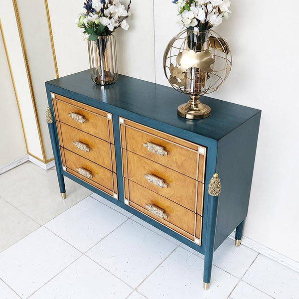 blue dresser with gold knobs Navy Blue and Bright Gold Dresser
