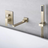 Ultramodern Brushed Gold Wall Mounted Swirling Tub Filler Faucet with Hand Shower