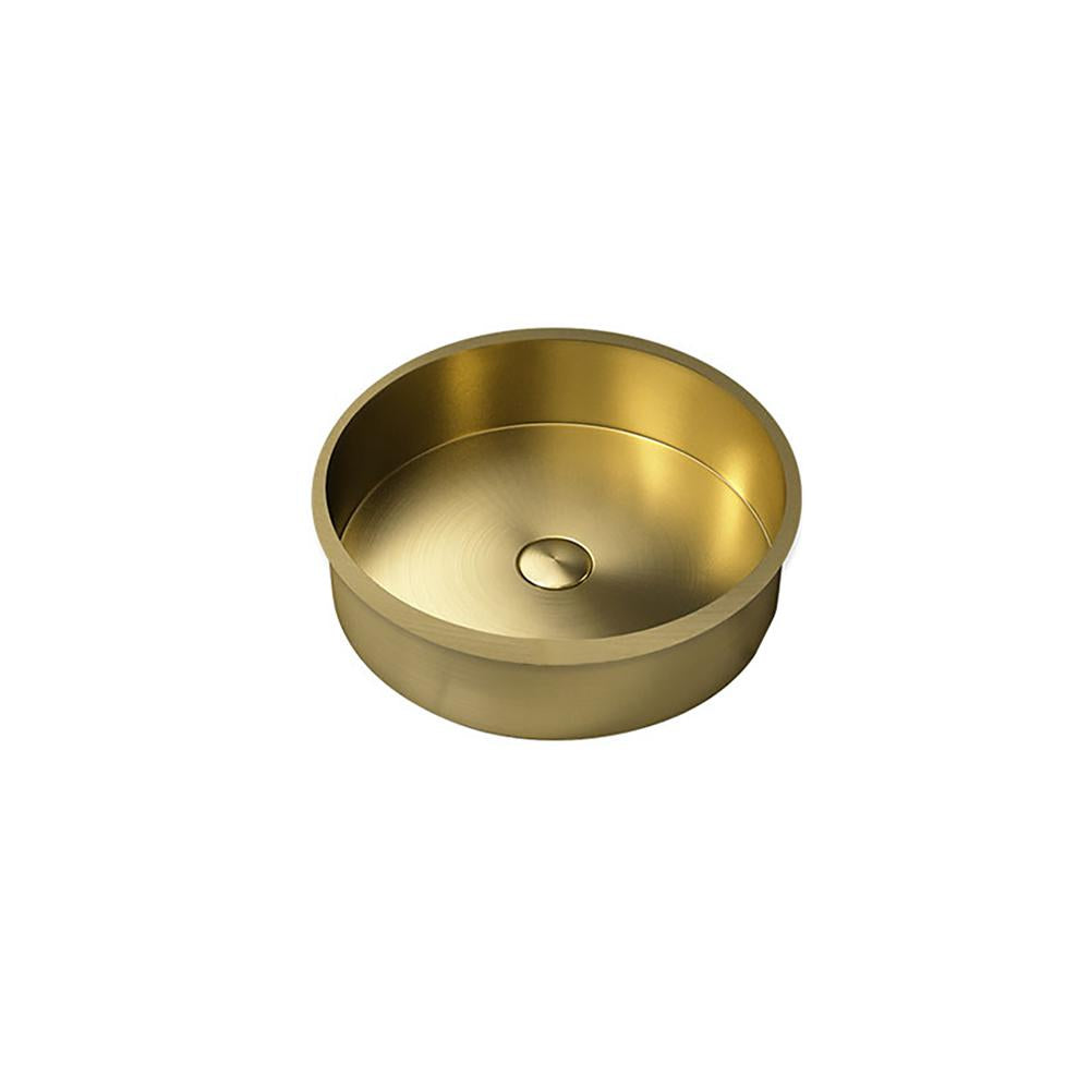 Brushed Gold Modern Luxury Stainless Steel Round Sink Undermount Bathroom Wash Sink