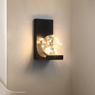 Modern Black LED Flush Mount Wall Sconce with Glass Globe Shade