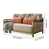 Modern King Convertible Sleeper Sofa Gold Metal Beige Upholstered Sofa Bed Pillow Included