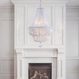 Kesarre Retro Wood Beaded Chandelier Empire Ceiling Light in Gray & Blue
