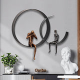 Modern 3D Artistic Figure Metal and Resin Wall Decor in Black