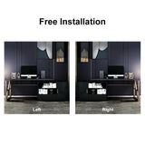 Modern 63" Black L-Shaped Desk Corner Computer Desk with Cabinet & Rich Storage in Gold
