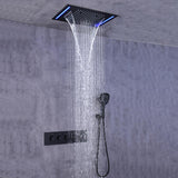 Ceiling Mounted 20" Thermostatic Black Shower System Rainfall 4 Functions