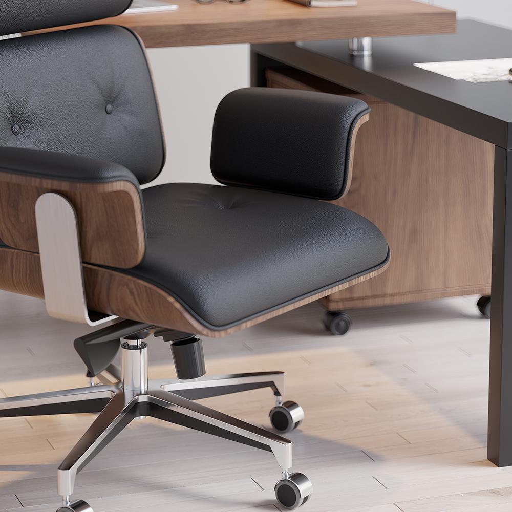 Modern Black Home Office Chair Upholstered Swivel Task Office Chair Height