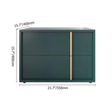 Green Nightstand Manufactured Wood Bedroom Nightstand with 2 Drawers Gold Stripe Pulls