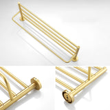 24" Wall Mounted Brass Bathroom Shelf with Towel Rack in Brushed Gold