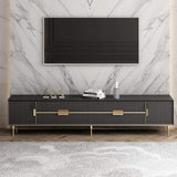 Mueble de TV Nordic Black, 4 cajones, 2 puertas, consola multimedia, acabado dorado, en tamaño pequeño
