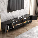 Nordic Black TV Stand 4-Drawer 2-Door Media Console Gold Finish in Small-Richsoul-Furniture,Living Room Furniture,TV Stands