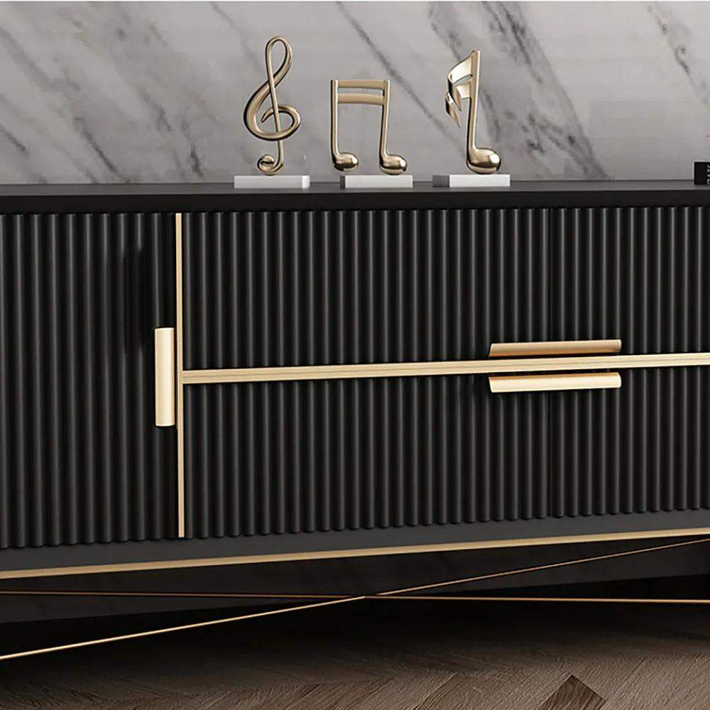 Nordic Black TV Stand 4-Drawer 2-Door Media Console Gold Finish in Small-Richsoul-Furniture,Living Room Furniture,TV Stands