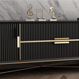 Nordic Black TV Stand 4-Drawer 2-Door Media Console Gold Finish in Small-Richsoul-Furniture,Living Room Furniture,TV Stands