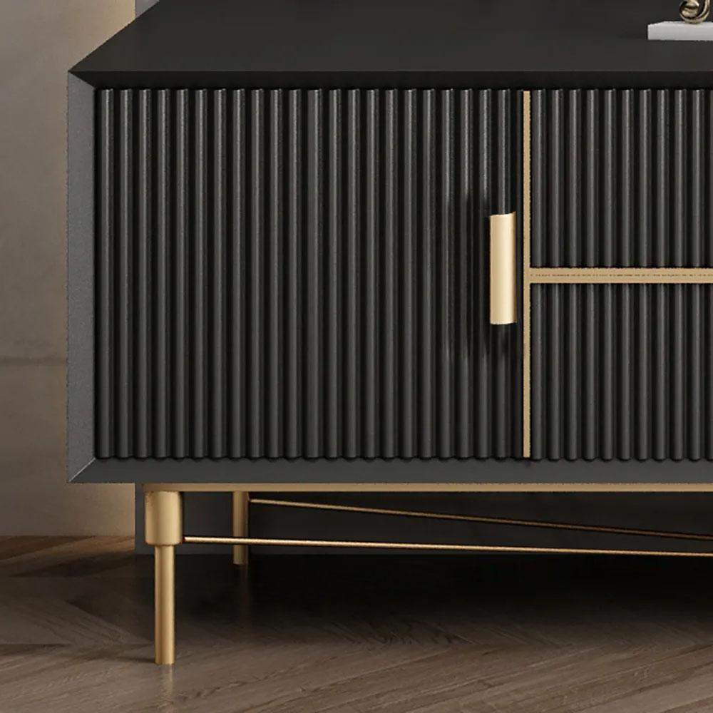 Nordic Black TV Stand 4-Drawer 2-Door Media Console Gold Finish in Small-Richsoul-Furniture,Living Room Furniture,TV Stands