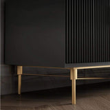 Nordic Black TV Stand 4-Drawer 2-Door Media Console Gold Finish in Small-Richsoul-Furniture,Living Room Furniture,TV Stands