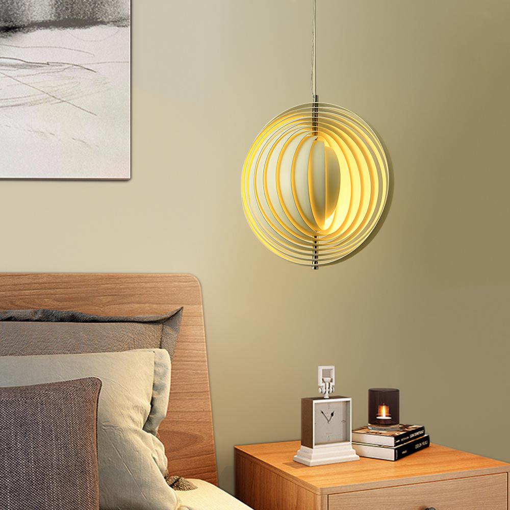 Rotatable Modern 1-Light Globe Metal Pendant Light White Color