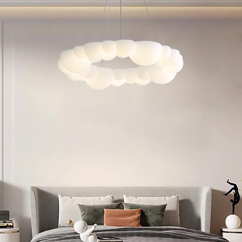 Modern White LED Chandelier Cloud Bubble Pendant Light Dimmable