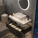 40" Modern Floating Bathroom Vanity Set With Single Sink White and Black