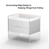 Modern Floating White Nightstand Acrylic Bedside Table with 2 Drawers