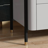 Modern Luxury Gray Nightstand 2-Drawer Bedside Table with Stone Top