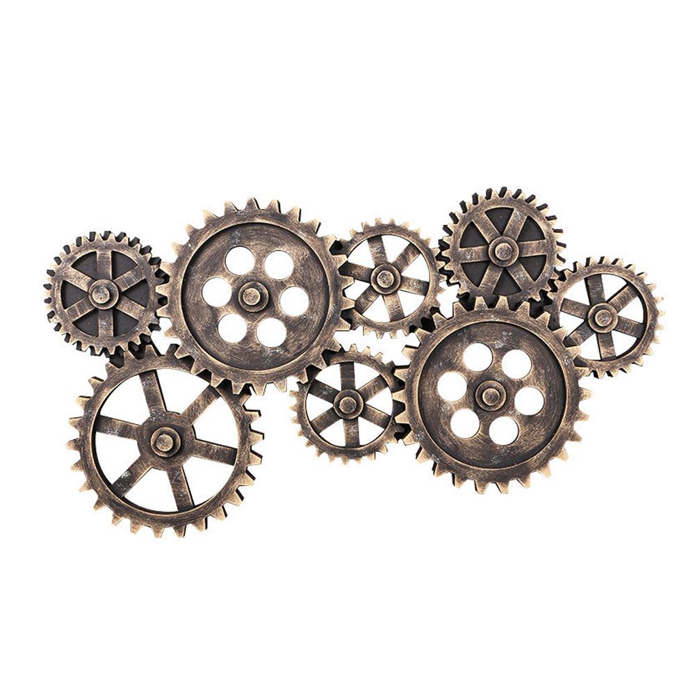 Industrial Distressed Wall Decor with Gear Design in HDF