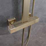 Exposed Thermostatic Shower Fixture with Rain Shower Head and Hand Shower Matte Black