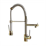 Brewst Luxury Single Hole Pull Out Sprayer Double Spout Kitchen Faucet Solid Brass