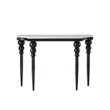 47.2" Classical Black Marble Console Table Narrow Entryway Table Stainless Steel Legs