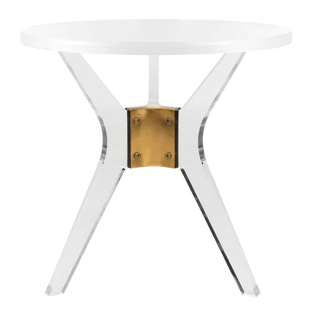 23.6"Dia Modern Clear Acrylic End Table Small Round Side Table