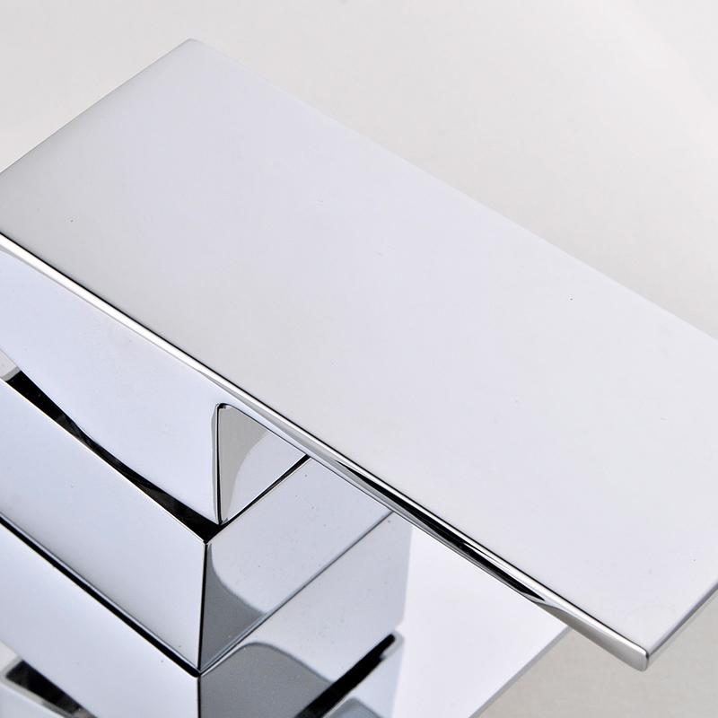 Mero Contemporary Solid Brass Waterfall Wall Mount Bathroom Sink Faucet in Polished Chrome