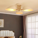 Modern 3-Light Geometric Semi Flush Mount Light Ceiling Lamp Fixture with White Shade