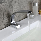 Modern Single Hole 1-Handle C-Shaped Curved Spout Bathroom Sink Faucet with Pop Up Drain in Brushed Nickel