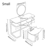 Faux Marble Tabletop Dressing Makeup Table with Mirror & Drawer Chair Included Metal Base in Gold Small