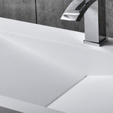 Glossy White Wall-Mount Floating Sink Solid Surface Stone Resin Bathroom V-Shaped Sink