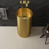 Gold Modern Luxury Round Stainless Steel Sink Pedestal Sink Freestanding