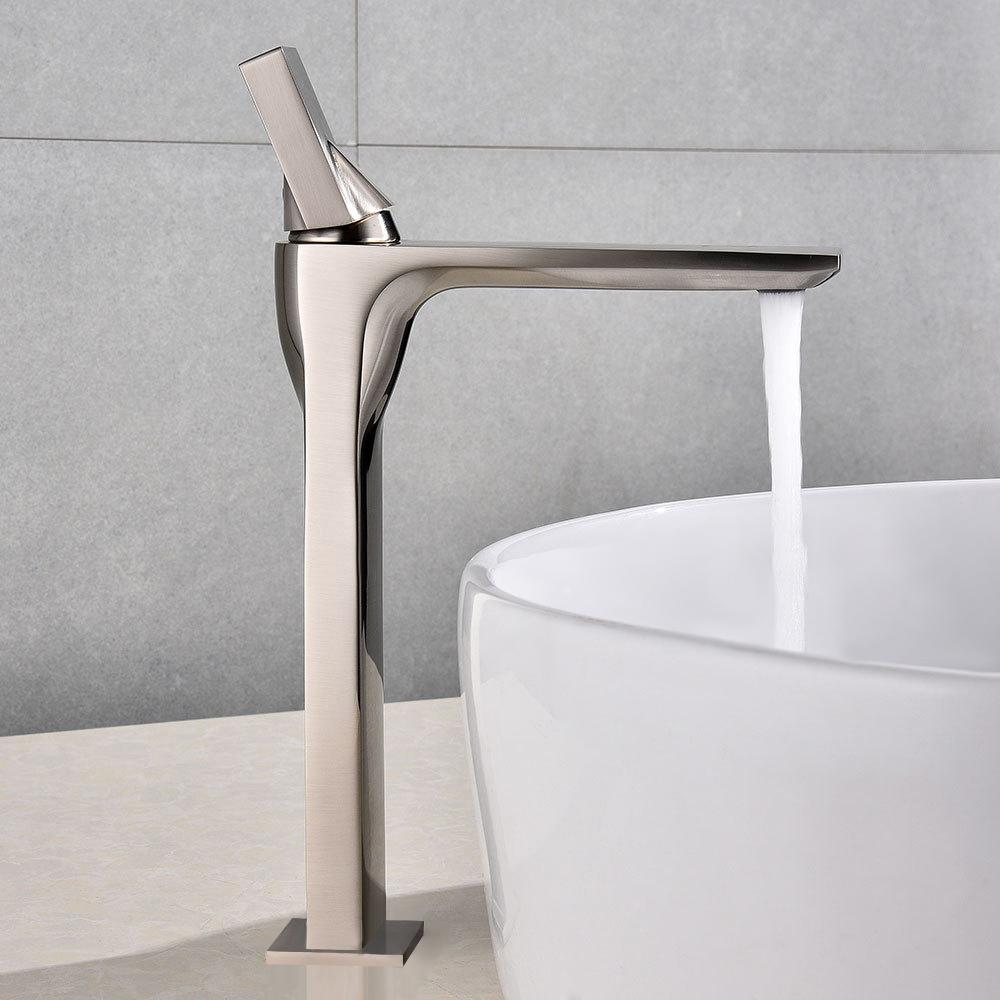 Utop Modern Innovative Design Single Hole 1-Handle Bathroom Vessel Sink Faucet in Brushed Nickel Solid Brass