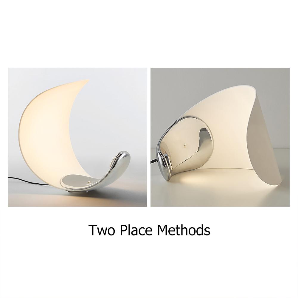 White Half-Moon Table Lamp Dimmable Metal Desk Lamp