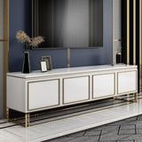 Medally Modern White TV Stand with Drawer Gold Media Console for TVs Up To 85"
