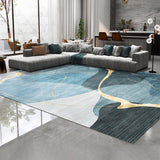 5' x 8' Light Luxury Modern Style Retangular Blue & Gold Florid Area Rug