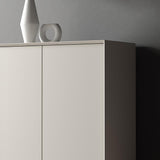 Nordic Minimalist Off White Wooden Shoe Cabinet with 2-Door 8-Shelf