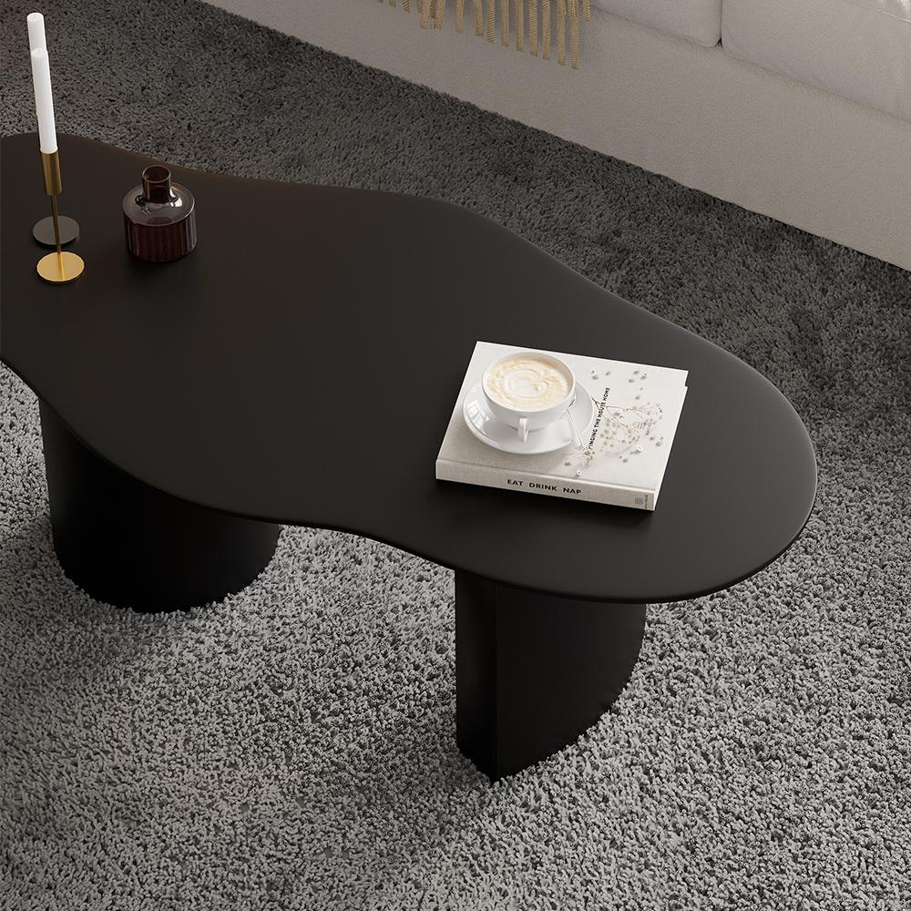 47" Modern Funky Wood Coffee Table Abstract Cloud Shaped in White