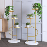 Modern Ladder Plant Stand Unique End Table in Gold Metal