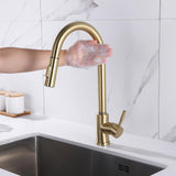 Matte Black Touch Kitchen Faucet Stainless Steel Pull Out Spray Single Handle