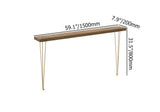 Mesa consola rectangular estrecha de nogal moderna de 39" con patas de metal en la parte superior de madera