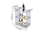 Modern Acrylic Rolling Serving Bar Cart 3-Tier Trolley End Table with Handles