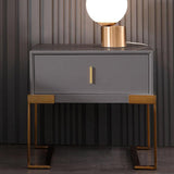 Black Bedroom Nightstand with Drawer Bedside Table Stainless Steel Base