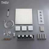 Modern 16" Chrome Thermostatic Rain Shower System with Handheld Shower & 3 Body Sprays