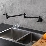 Wall Mounted Retractable Double Handle Cold Only Faucet with Double Swing Joints