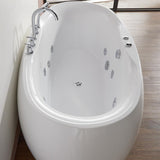 71" Acrylic Oval Whirlpool Water Massage Freestanding Bathtub in White