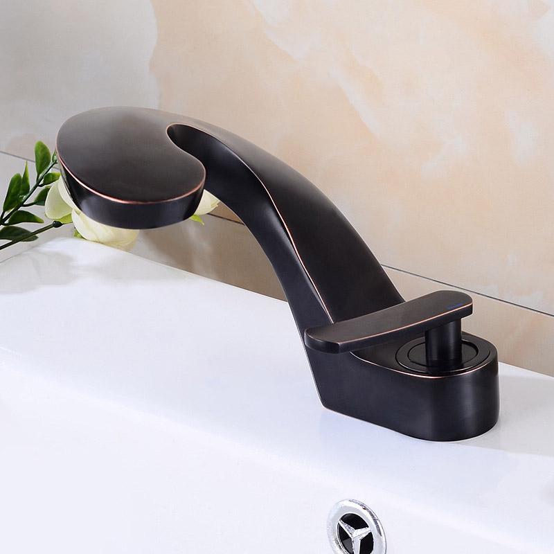Modern Creative Bathroom Sink Faucet Single Handle One-Hole Sink Faucet Brass